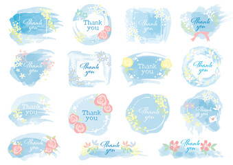 水彩風　ラベルシールフレーム　イラスト
