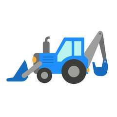 Vector illustration of a toy tractor in a flat style. Icon of a retro minivan. Logo design