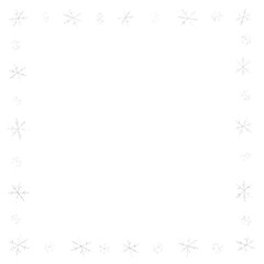 isolated white silver snowflakes string frame overlay on a transparent background