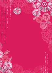 手描きの花や葉の赤いデザイン背景