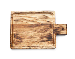 Wooden cutting board isolated on white background