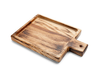Wooden cutting board isolated on white background