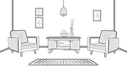 Living room linear style design