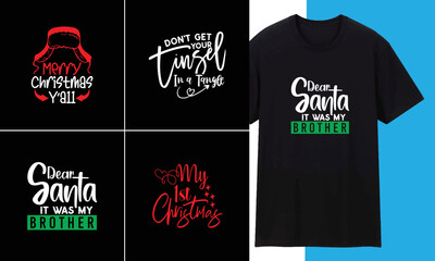 Fototapeta premium Christmas Typography Trendy Creative T shirt Design 