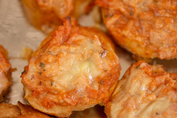 fried bread with peppers and spicy cheese minipizza