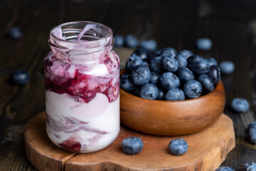yogurt made from milk with blueberry flavor