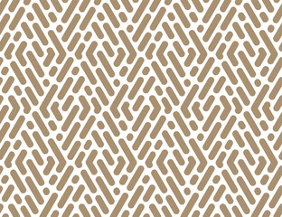 Abstract geometric pattern with stripes, lines. Seamless vector background. White and beige ornament. Simple lattice graphic design