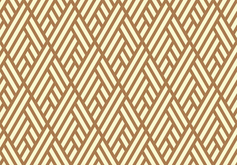 Abstract geometric pattern with stripes, lines. Seamless vector background. White and gold ornament. Simple lattice graphic design