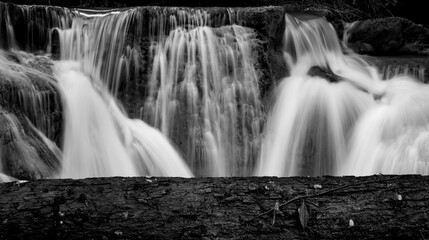 There are trees in front and waterfalls behind,It is a place for time to enjoy the atmosphere in the midst of nature.