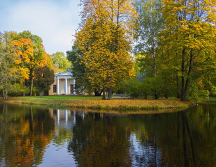 Fototapeta na wymiar Autumn day in the park. Golden autumn.