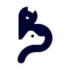 Cat and dog black and white icon logo modern vector