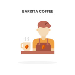 Barista Coffee icon flat. Vector illustration on white background. Can used for web, app, digital product, presentation, UI and many more.