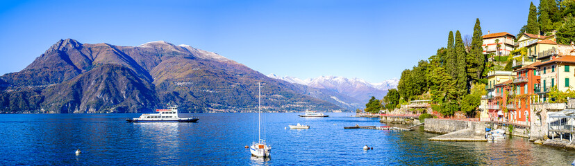 Fototapeta premium old town and port of Varenna in italy