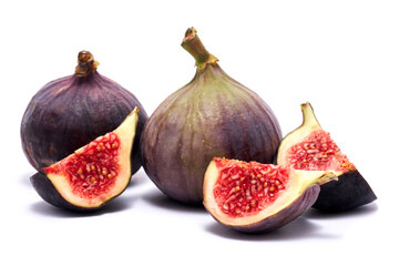 tropical ripe purple fig fruit isolated on a white background