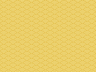 和風背景素材　金色の青海波模様