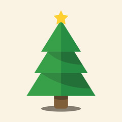 Fototapeta premium Vector set of cartoon Christmas trees, pines for greeting card, invitation,banner, web. New Years and xmas traditional symbol tree with garlands, light bulb, star. Winter holiday. Icons collection.