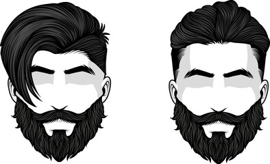 Illustration of a man getting a haircut, featuring a stylish moustache and beard.