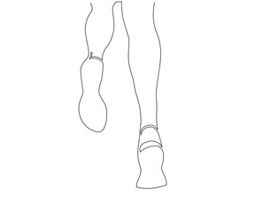 abstract legs in sneakers are running. one line art