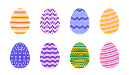 Easter egg ornament vector set. 
Easter egg colorful hunt decoration.
