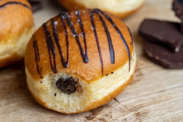 Yeast Sweet Donuts with Chocolate Filling