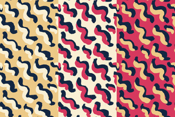 Seamless pattern with hand drawn waves line shape inking scratches