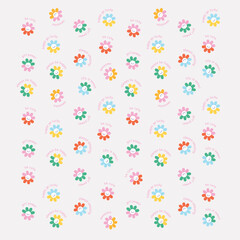 Fototapeta na wymiar flowers with cartoon funny smiling faces, chamomile characters. Cute color happy emotion. Kids logo design with daisies vector. Illustration of smile floral flower.