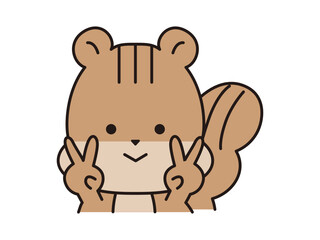 ダブルピースをするリスのキャラクター