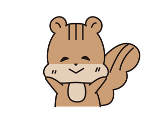 照れ笑いをするリスのキャラクター