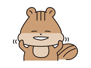 顔をのばすリスのキャラクター