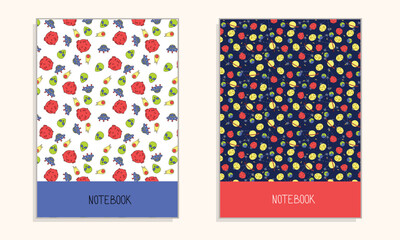 Cover for notebook with space pattern in cartoon doodle style with color. Vector illustration.