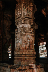 The Vittala Temple or Vitthala Temple in Hampi Pillar architecture . unesco world heritage site. 
