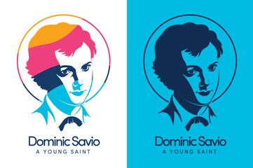 Saint Dominic Savio, A youth Catholic Saint of Saint John Bosco Vector and Logo - obrazy, fototapety, plakaty