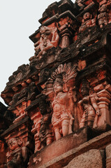 The Vittala Temple or Vitthala Temple in Hampi Mantapa statue architecture . unesco world heritage site. 