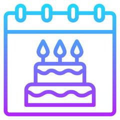 birthday gradient line icon