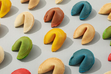 Concept of creative food, Chinese fortune cookies with prediction words