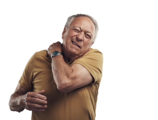 PNG Studio shot of an elderly man experiencing some pain 