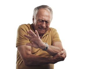 PNG Studio shot of an elderly man experiencing some pain