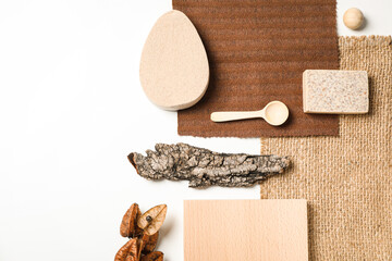 Flat lay of creative moodboard composition, space for text