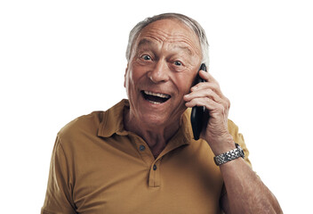 PNG Studio shot of an elderly man using his cellphone 