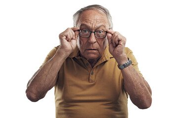 PNG Studio shot of an elderly man adjusting his spectacles