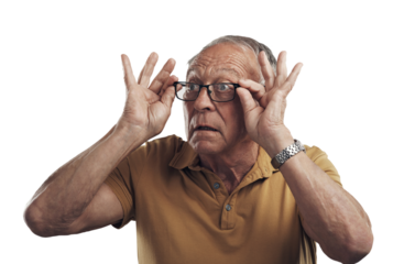 PNG Studio shot of an elderly man adjusting his spectacles