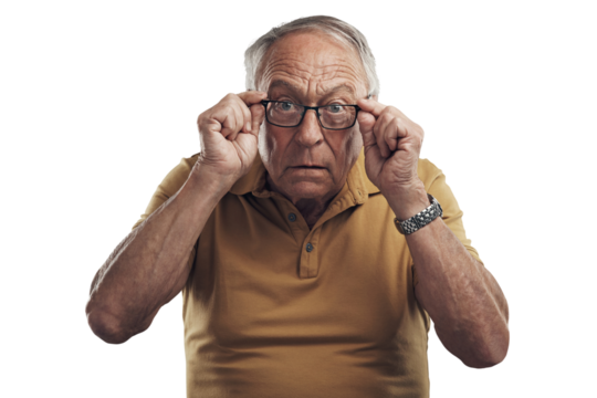 PNG Studio shot of an elderly man adjusting his spectacles