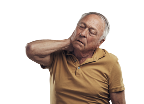 PNG Studio shot of an elderly man experiencing some pain