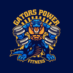 Vector of Alligator Crocodile gym mascot in vintage t-shirt design