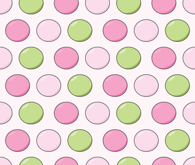 Dango japanese sweet dumpling dessert Pink white green balls seamless pattern background. Traditional food from Japan. Simple vector print, textile design, wallpaper