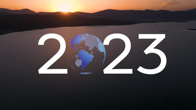 2023 New Year concept. Environmental technology concept. Sustainable development goals. SDGs. High quality 4k footage
