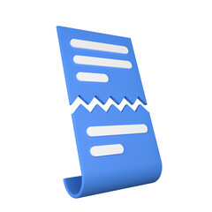 3d illustration of  blue split bill icon logo with transparent background