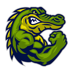 Angry Mascot Green Crocodile Logo