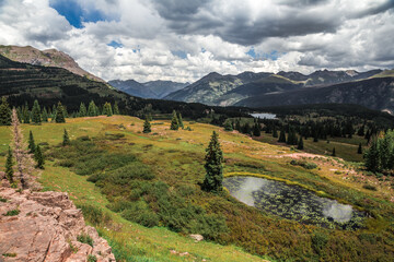 Lily pad Lake from Molas Pass, Million Dollar Highway in Colorado, USA
