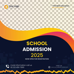Flat social media post back to school admission banner design 22